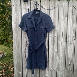 Metropolitan New York 100% Silk Navy Blue Button-Down Mini Dress‎ US 6